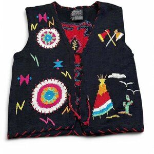 Vintage 1991 Berek‎ southwestern native knitted sweater vest size medium